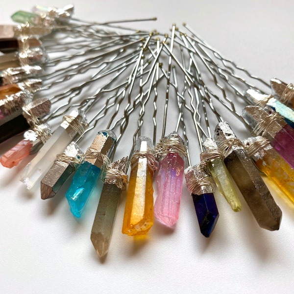 Raw Quartz Hair Pins | Bun Pin | Hairpiece | Quartz pins |Bridesmaid Hair pins | Stone pins | Mermaid pins | Raw Crystals pins | Quartz