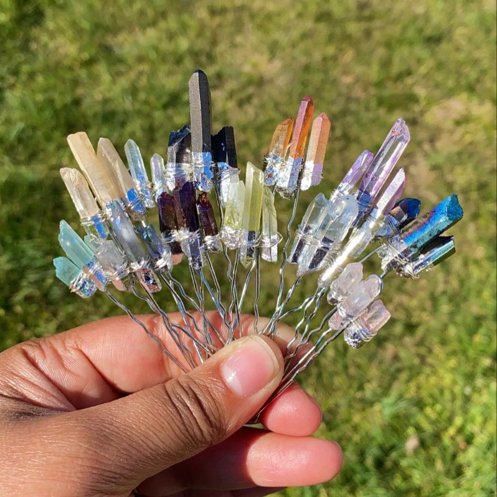 Quartz Hair Pins Raw Quartz Hair Pins Hairpiece Quartz Etsy