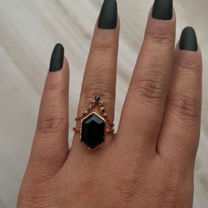 Black Onyx Copper Ring Onyx Onyx Ring Stacking Rings Gemstone Rings Rings Copper Rings Electroform Rings image 5