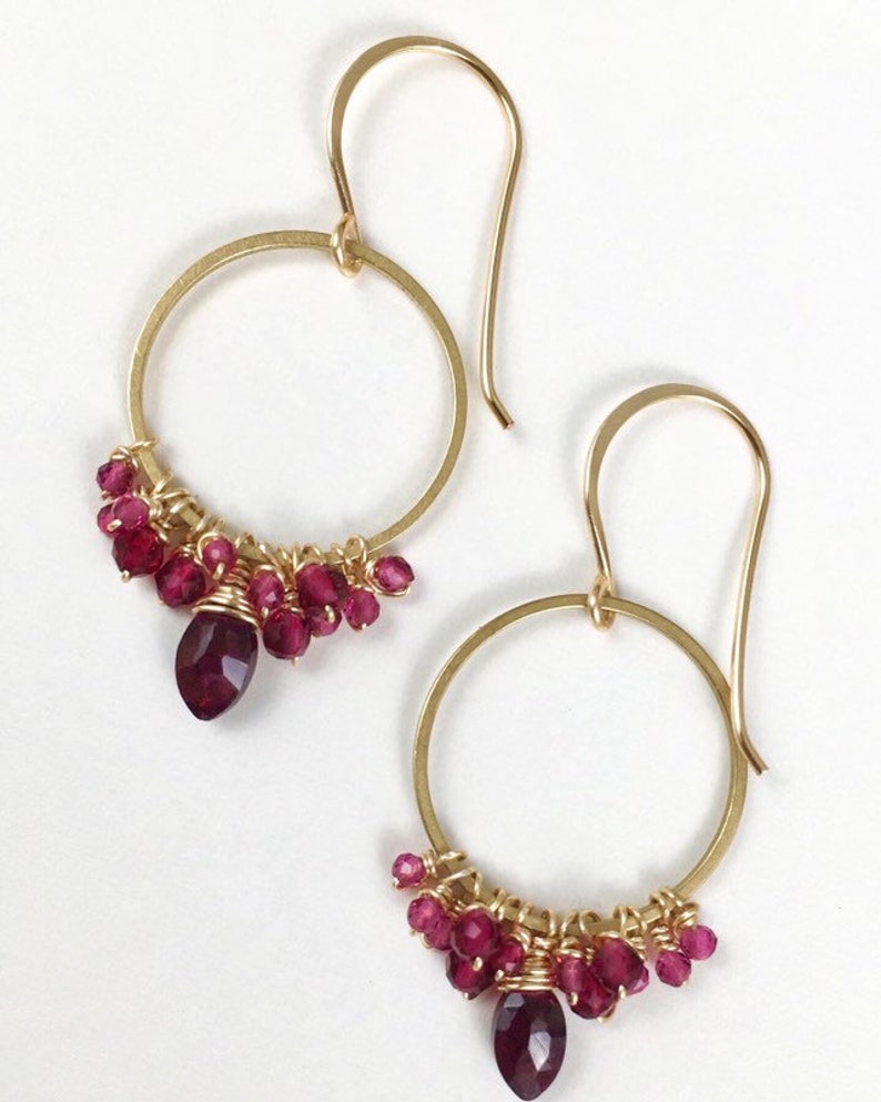 AAA Garnet /& Ruby Earrings Gifts For Her January Birthstone Minimalist Earrings Garnet July Birthstone Modern Ruby Boho