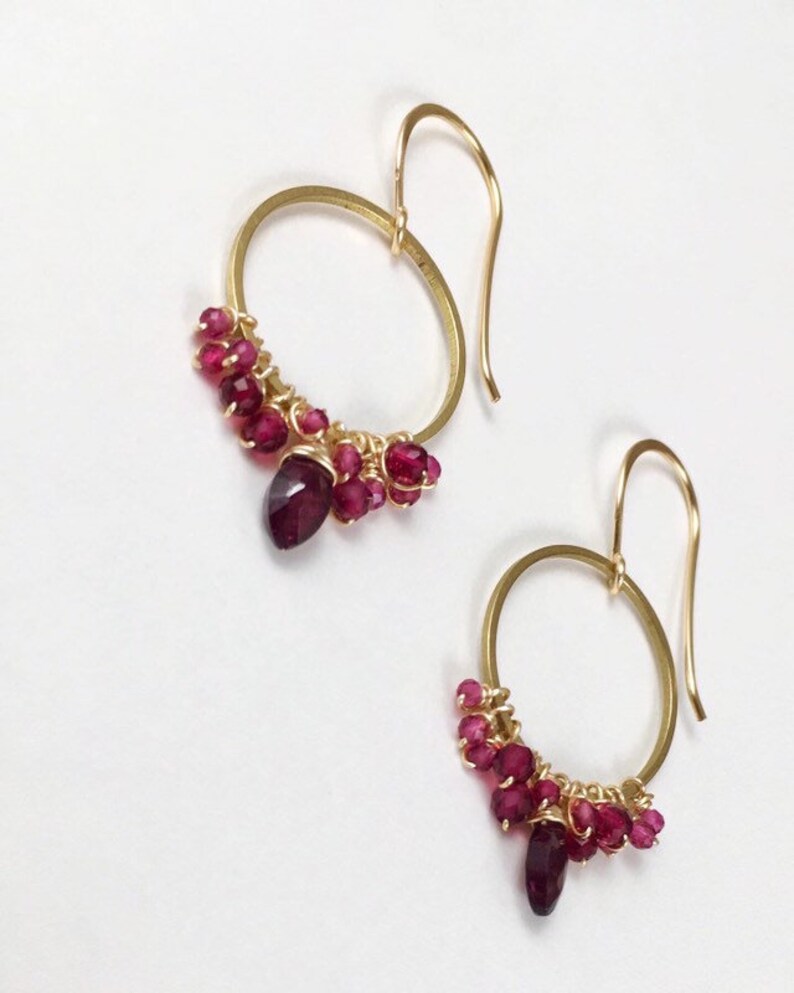 AAA Garnet /& Ruby Earrings Gifts For Her January Birthstone Minimalist Earrings Garnet July Birthstone Modern Ruby Boho