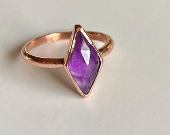 Electroform Copper Amethyst Ring | Rose Cut Gemstone