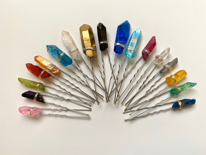 Raw Quartz Hair Pins Bun Pin Hairpiece Quartz Pins Etsy