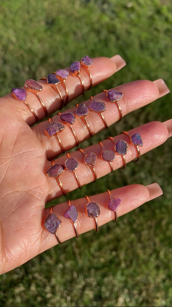Raw Ruby Copper Ring: July Birthstone, Electroformed Jewelry