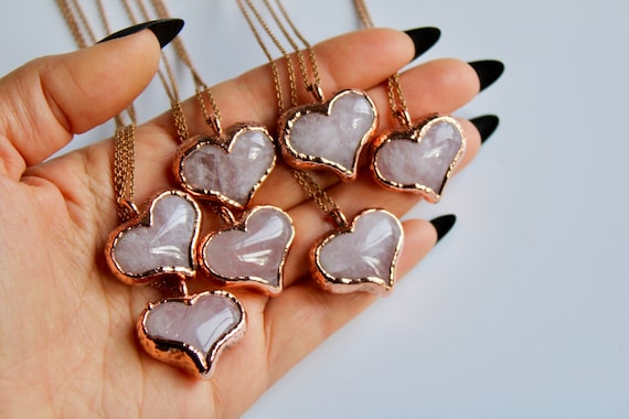 Rose Quartz Heart Necklace | Rose Quartz Necklace | Rose Quartz Heart | Heart Necklace | Quartz Jewelry | Unique Jewelry | Gifts