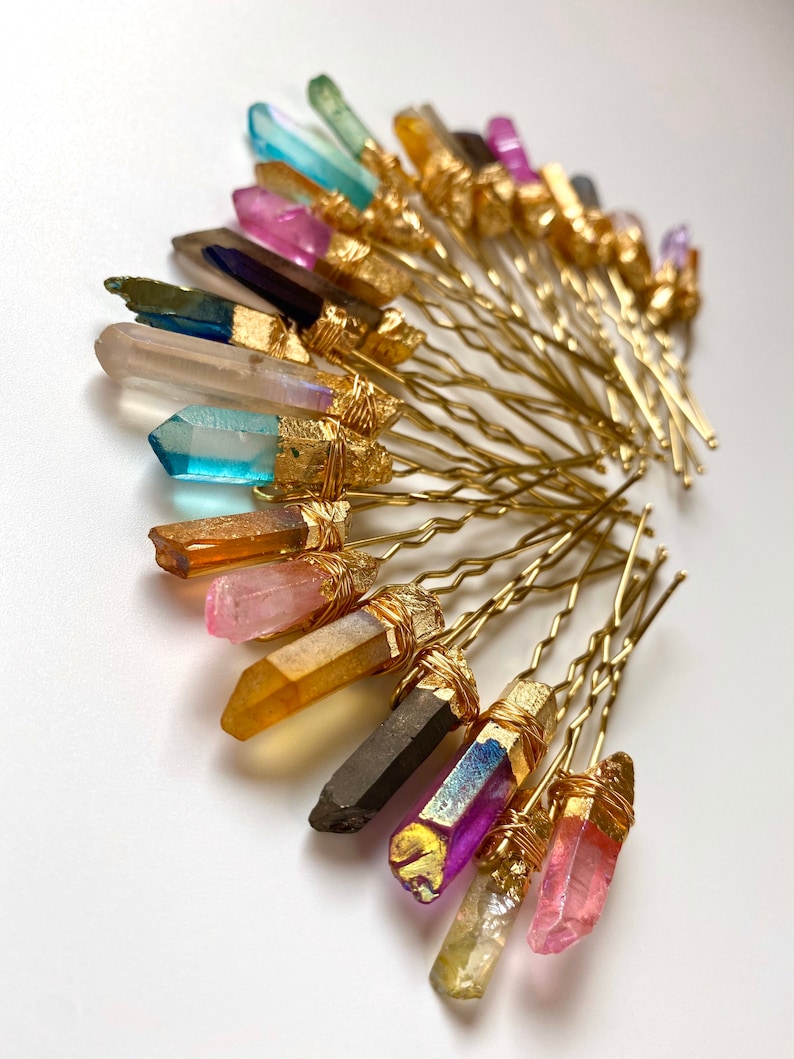 Raw Quartz Hair Pins Bun Pin Hairpiece Quartz Pins Etsy