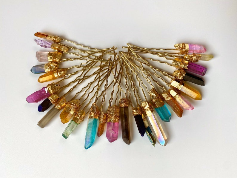 Raw Quartz Hair Pins Bun Pin Hairpiece Quartz Pins Etsy