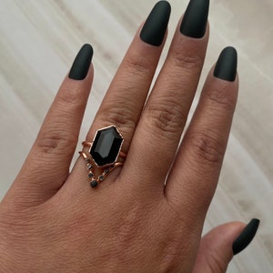 Black Onyx Copper Ring Onyx Onyx Ring Stacking Rings Gemstone Rings Rings Copper Rings Electroform Rings image 4