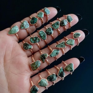 African Turquoise Copper Rings |  Electroform Ring | Turquoise | Copper Rings | Stacking Rings | Rings | Big Rings | African Turquoise |