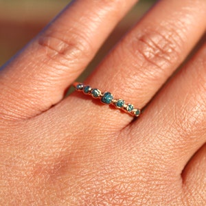 Blue Diamond Copper Ring Diamond Ring Engagement Ring Blue Diamond Wedding Ring Diamond Ring Set image 8