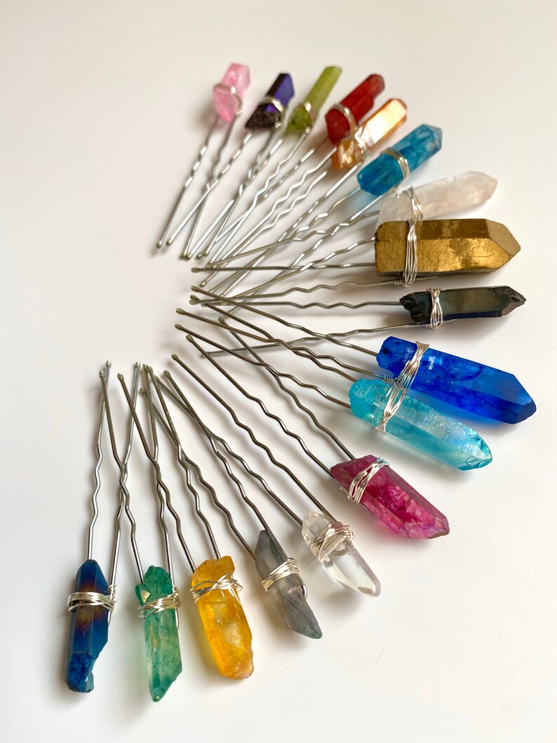 Raw Quartz Hair Pins Bun Pin Hairpiece Quartz Pins Etsy