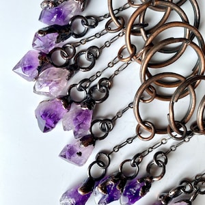 Amethyst Point keychain | Amethyst Keychain | Amethyst | Crystal Points | Electroform l |Amethyst Points | Keychains | Key Fob