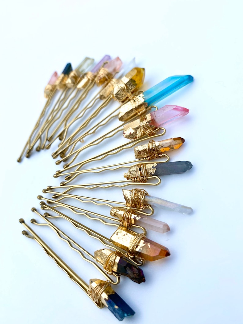 Raw Quartz Hair Pins Hairpiece Quartz Pins bridesmaid Etsy