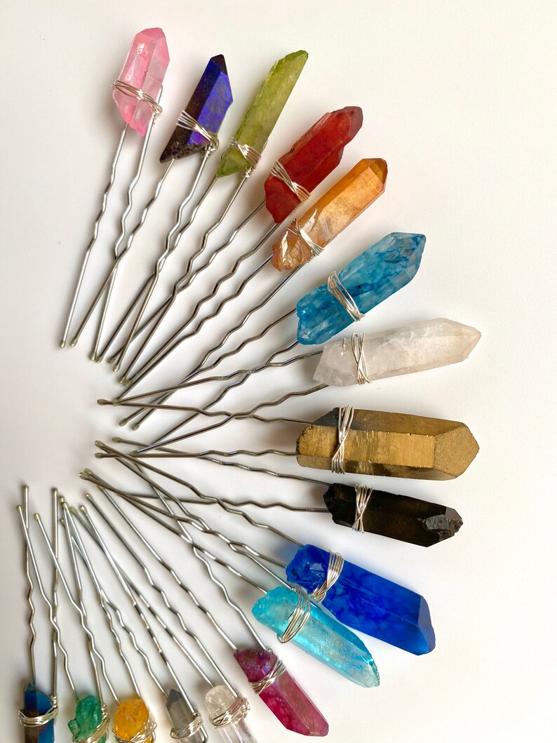 Raw Quartz Hair Pins Bun Pin Hairpiece Quartz Pins Etsy