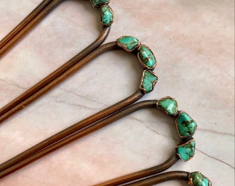 Turquoise Hair fork | Pin | Copper | Hair fork | Hair Pins | Bun Holder | Hair Accessories | Boho | Turquoise Hair Pins | Turquoise