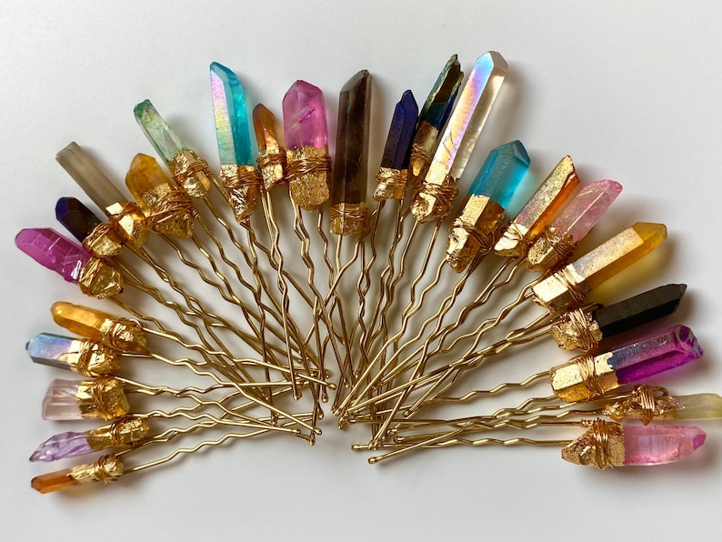 Raw Quartz Hair Pins Bun Pin Hairpiece Quartz Pins Etsy