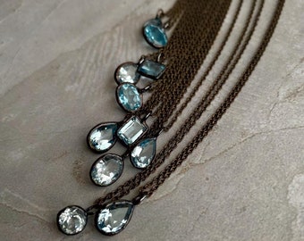 Faceted Blue Topaz Necklace: Electroformed Copper, November Birthstone