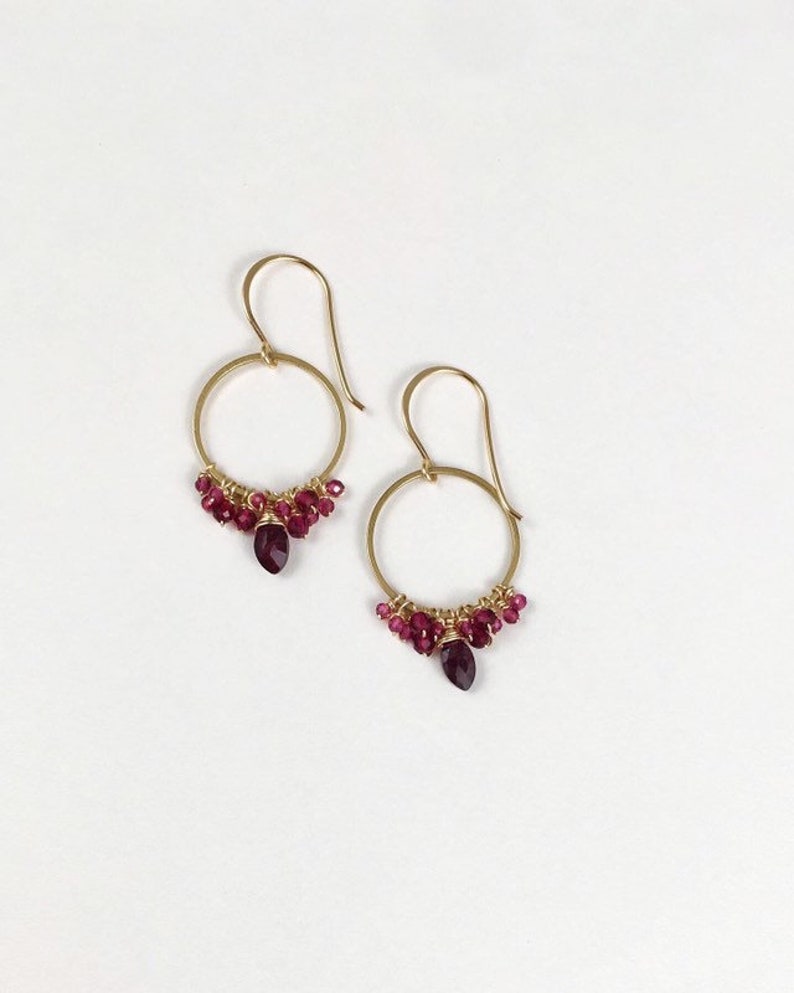 AAA Garnet /& Ruby Earrings Gifts For Her January Birthstone Minimalist Earrings Garnet July Birthstone Modern Ruby Boho