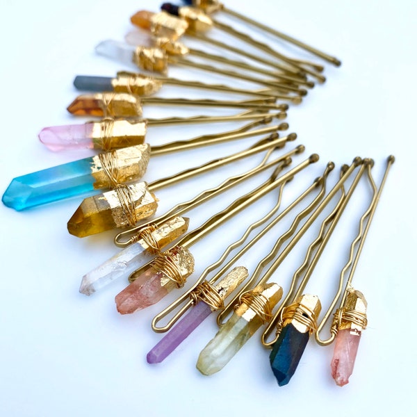 Raw Quartz Hair Pins | Hairpiece | Quartz pins |Bridesmaid Hair pins | Stone pins | Mermaid pins | Raw Quartz | Quartz | Alternative Bride