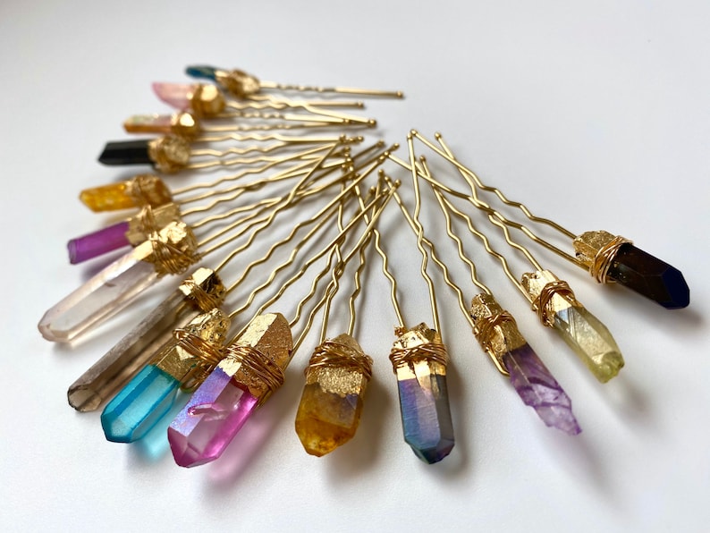 Raw Quartz Hair Pins Bun Pin Hairpiece Quartz Pins Etsy