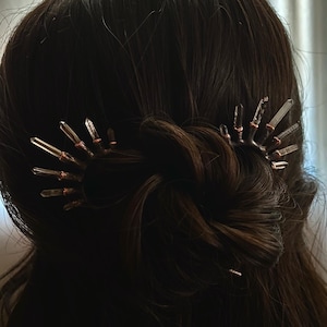 Crystal Hair fork | Crystal Pins | Copper  | Hair fork | Hair Pins | Bun Holder | Hair Accessories | Boho |Quartz Hair Pins
