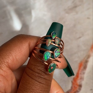 Faceted Black Opal Copper Ring | Opal Ring | Stacking Rings | Gemstone Rings | Rings | Copper Rings | Electroform Rings| Black Opal