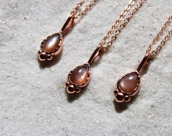 Galvanisierter Kupfer Sonnenstein Halskette: Roségold Kette