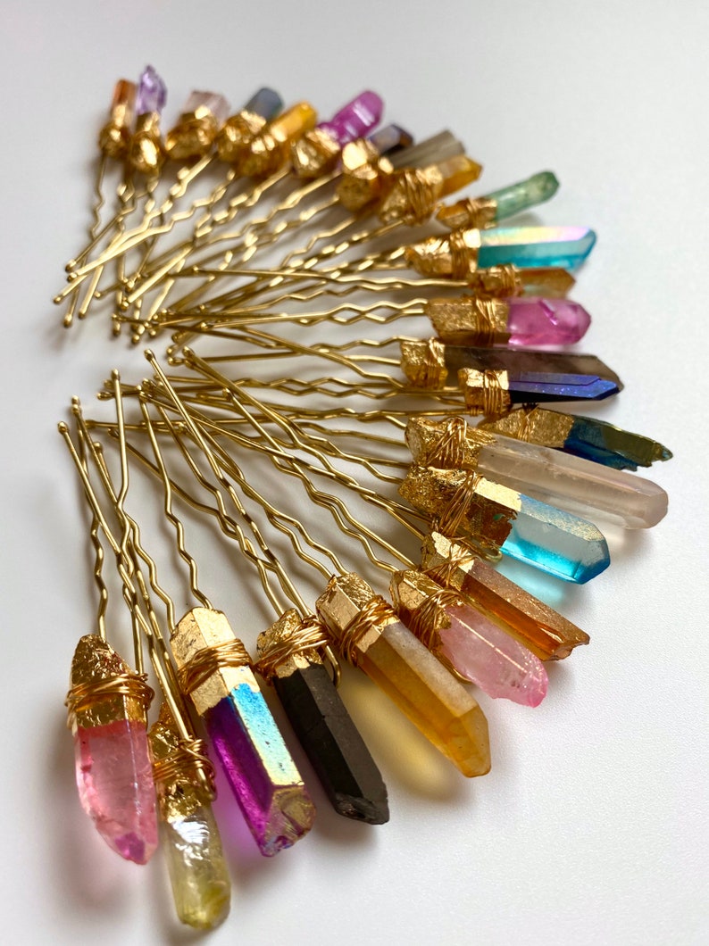 Raw Quartz Hair Pins Bun Pin Hairpiece Quartz Pins Etsy