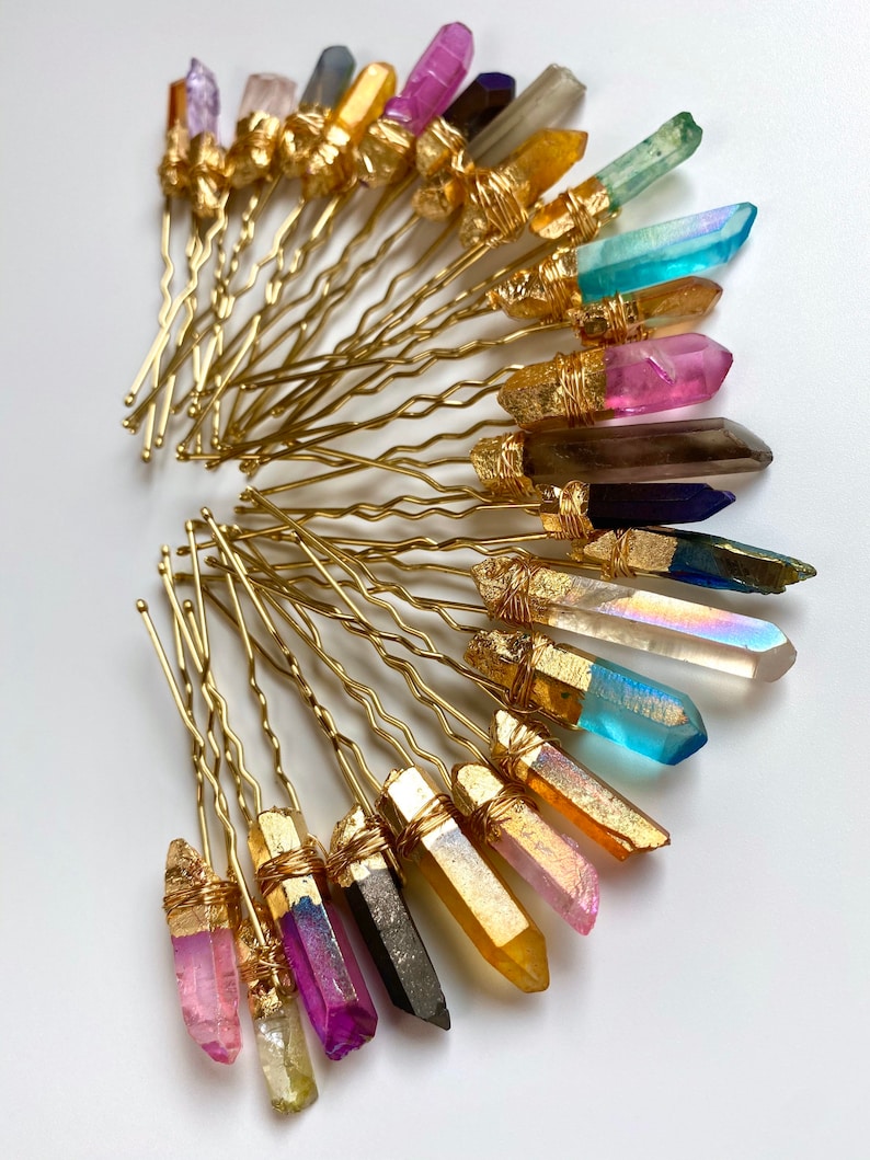 Raw Quartz Hair Pins Bun Pin Hairpiece Quartz Pins Etsy
