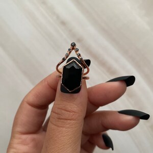 Black Onyx Copper Ring Onyx Onyx Ring Stacking Rings Gemstone Rings Rings Copper Rings Electroform Rings image 2