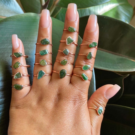 Raw emerald stone ring sale