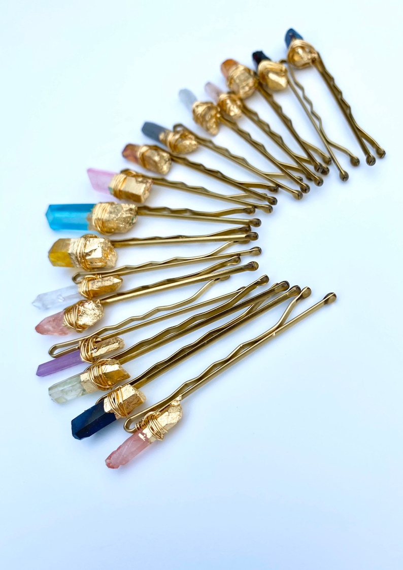 Raw Quartz Hair Pins Hairpiece Quartz Pins bridesmaid Etsy