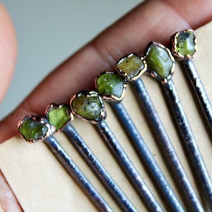 Peridot Bobby Pin | Peridot | Hair Pins | Gemstone Pins | Quartz | Copper Pins | August Birthstone | Electroform
