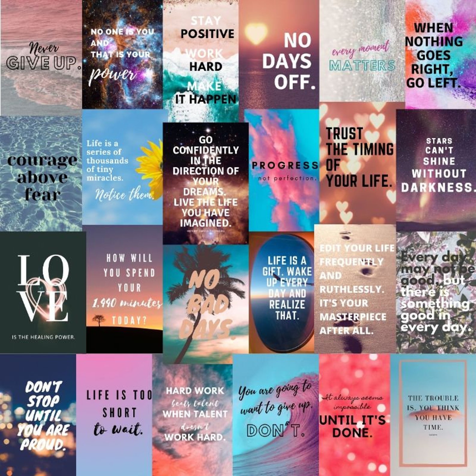 Positive Affirmations Wall Art Collage Kit Wall Decor Etsy