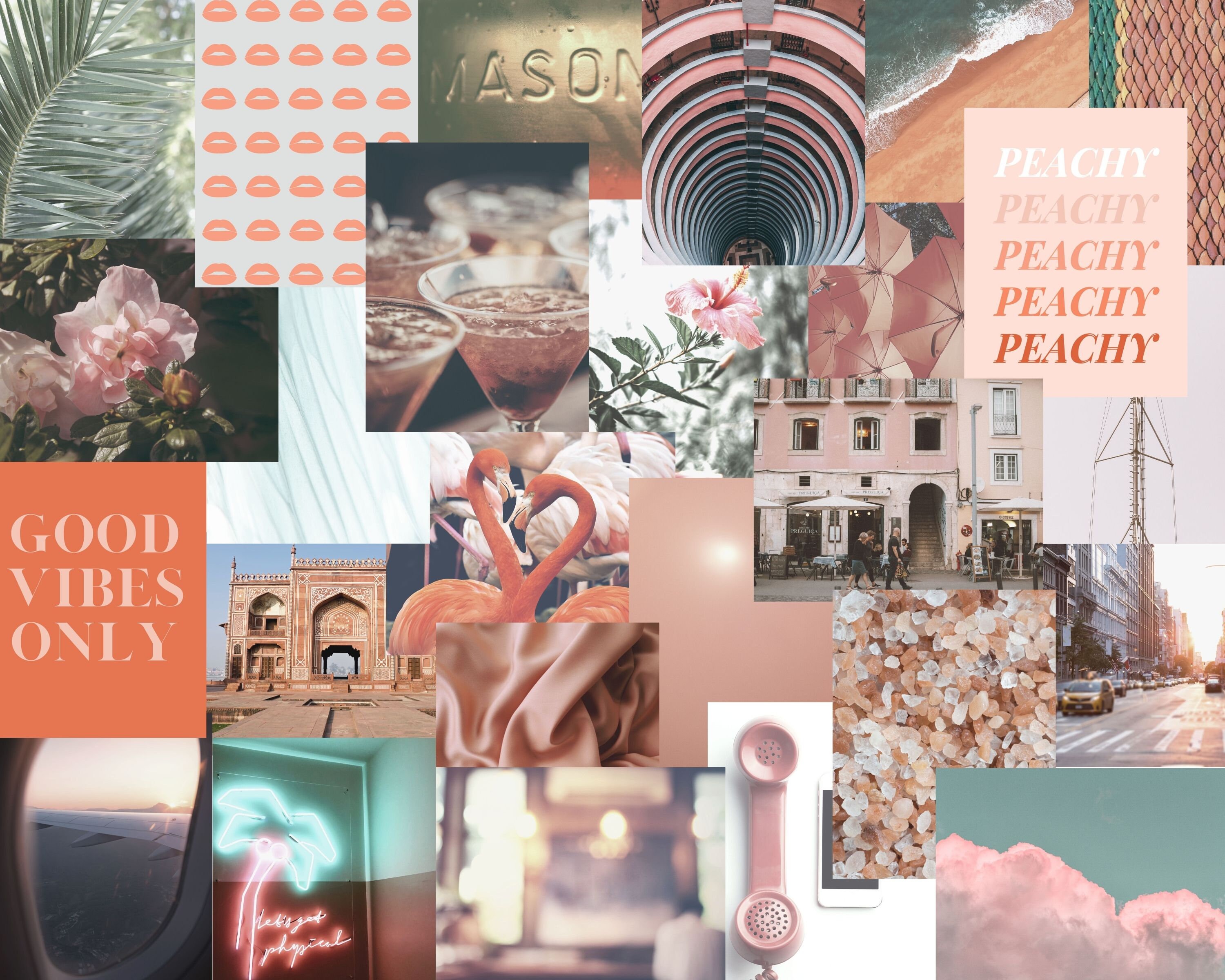 Peachy Mint Vibes Collage Kit Physical Product Collage Etsy