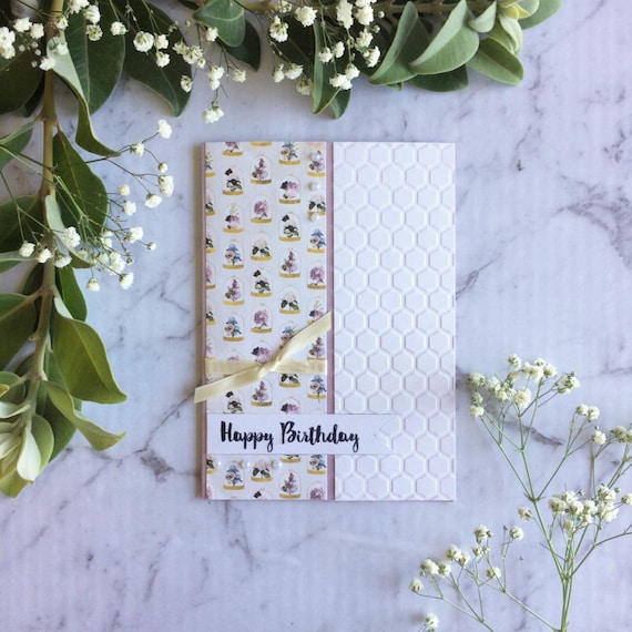 Mason Jar Floral Happy Birthday Card Handmade Cards Cream Etsy