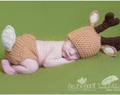 Deer hat, deer set, diaper cover, hunting prop, crochet photo prop, newborn prop, animal prop, white tailed deer, Children's photo prop