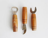 Vintage bouteille Jar Opener lot de 3, ouvreur soviétique, fournitures de Bar, poignée en bois, ustensile de cuisine rustique, décor primitif, USSR ère des années 80