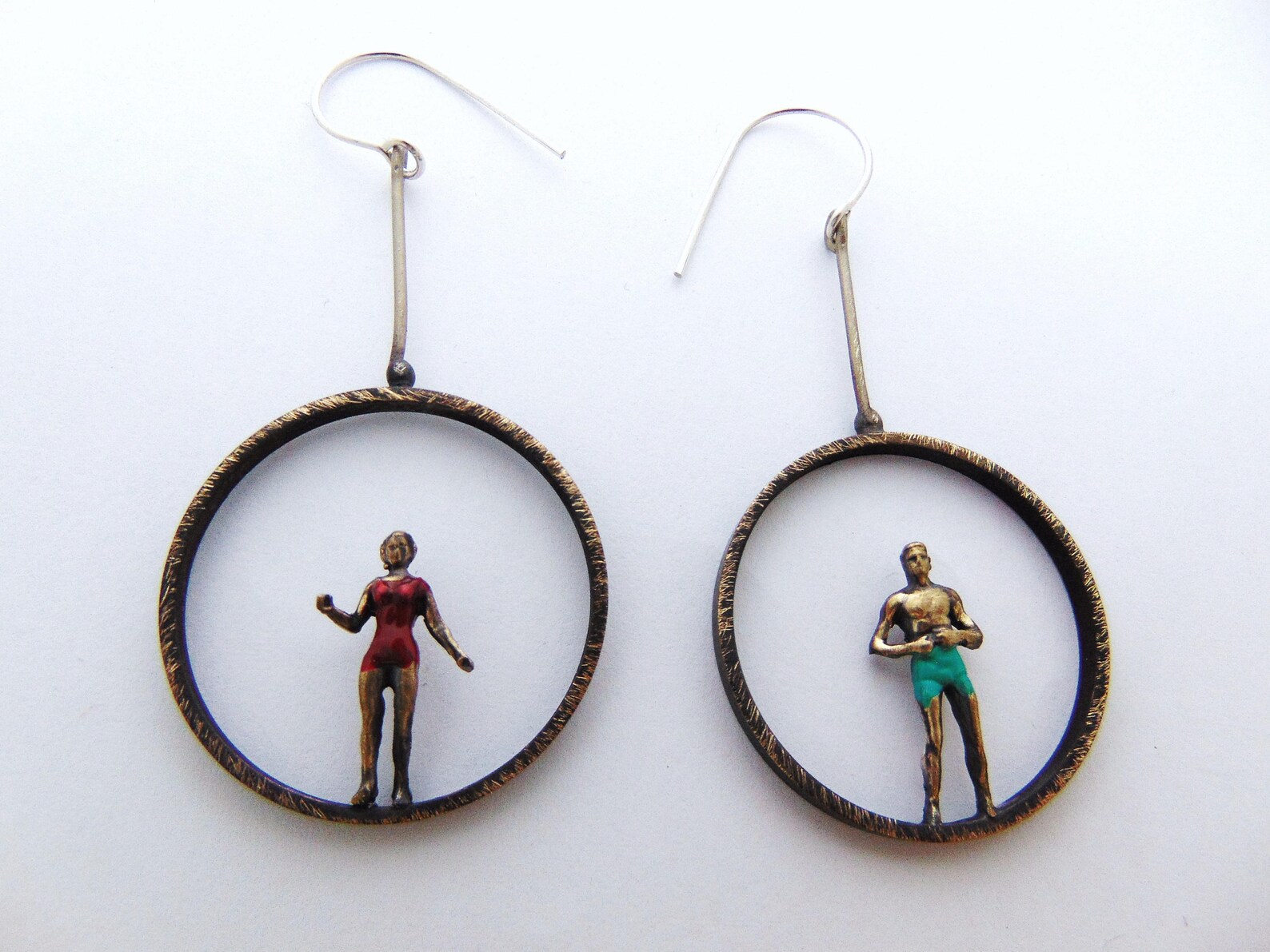 Circles Earrings Swimmer Jewelry Circle Jewelry Long Etsy