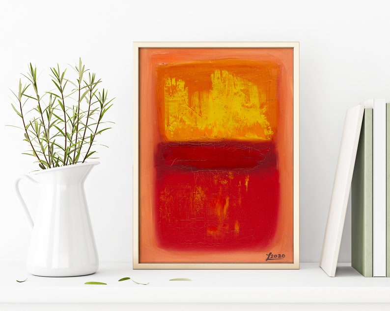 Rothko Style Modern Art Canvas Painting Abstract Expressionism Painting Modern Art for Modern Home Decor Harmony with Warm Colors No.8