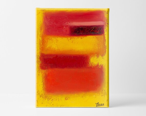 Rothko Style Modern Art Canvas Painting Abstract Expressionism Painting Modern Art for Modern Home Decor Harmony with Warm Colors No.8