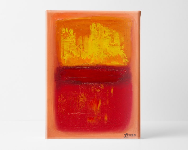 Rothko Style Modern Art Canvas Painting Abstract Expressionism Painting Modern Art for Modern Home Decor Harmony with Warm Colors No.8