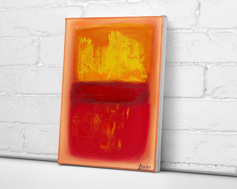 Rothko Style Modern Art Canvas Painting Abstract Expressionism Painting Modern Art for Modern Home Decor Harmony with Warm Colors No.8