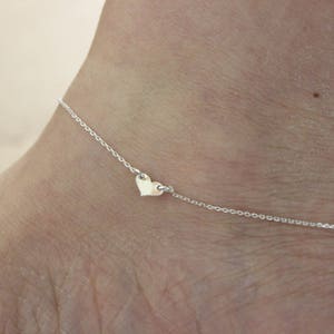 Heart anklet, tiny anklet, simple anklet, delicate silver anklet, rose gold anklet, summer, beach, ankle bracelet, gift for girlfriend