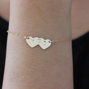 Pulsera inicial, pulsera de corazón de oro, pulsera de novio novia, pulsera de pareja, regalos de boda, regalo de hermana, regalo de aniversario, regalo de recién casados