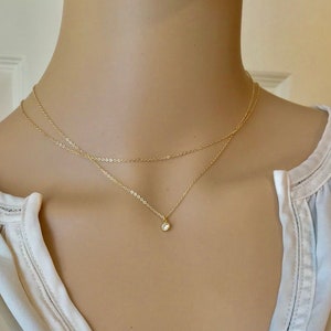 Gelaagde diamanten kettingsets, dubbele ketting, sierlijke kleine met goud gevulde ketting, cadeau bruidsmeisje, minimalistische ketting