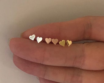 Tiny heart stud earrings, teeny tiny studs, rose gold earrings, gold children earrings, baby earrings, dainty heart earrings, minimalist