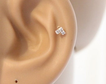 Chevron cartilage earring, tiny Diamond stud, tragus earring, nose stud, cartilage stud earrings, pierced, teeny tiny stud, tragus stud