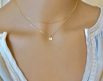 Double Chain Initial Necklace, layered initial Necklace, bridesmaid gift for friend, sister gift,  Dainty  gold necklace, Delicate  necklace