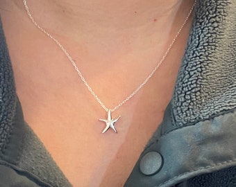 Sterling Silver Starfish Necklace ,Sea Creature Necklace, Sea Necklace, Everyday Necklace, simple Necklace,